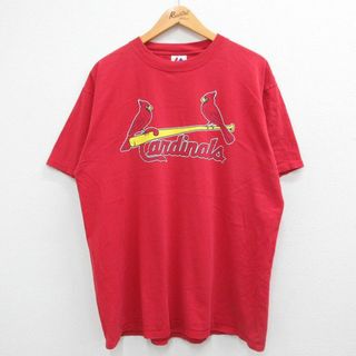 マジェスティック(Majestic)のXL★古着 マジェスティック 半袖 ビンテージ Tシャツ メンズ 00年代 00s MLB セントルイスカージナルズ アルバートプホルス 5 コットン クルーネック 赤 レッド メジャーリーグ ベースボール 野球 【spe】 23jun19 中古(Tシャツ/カットソー(半袖/袖なし))