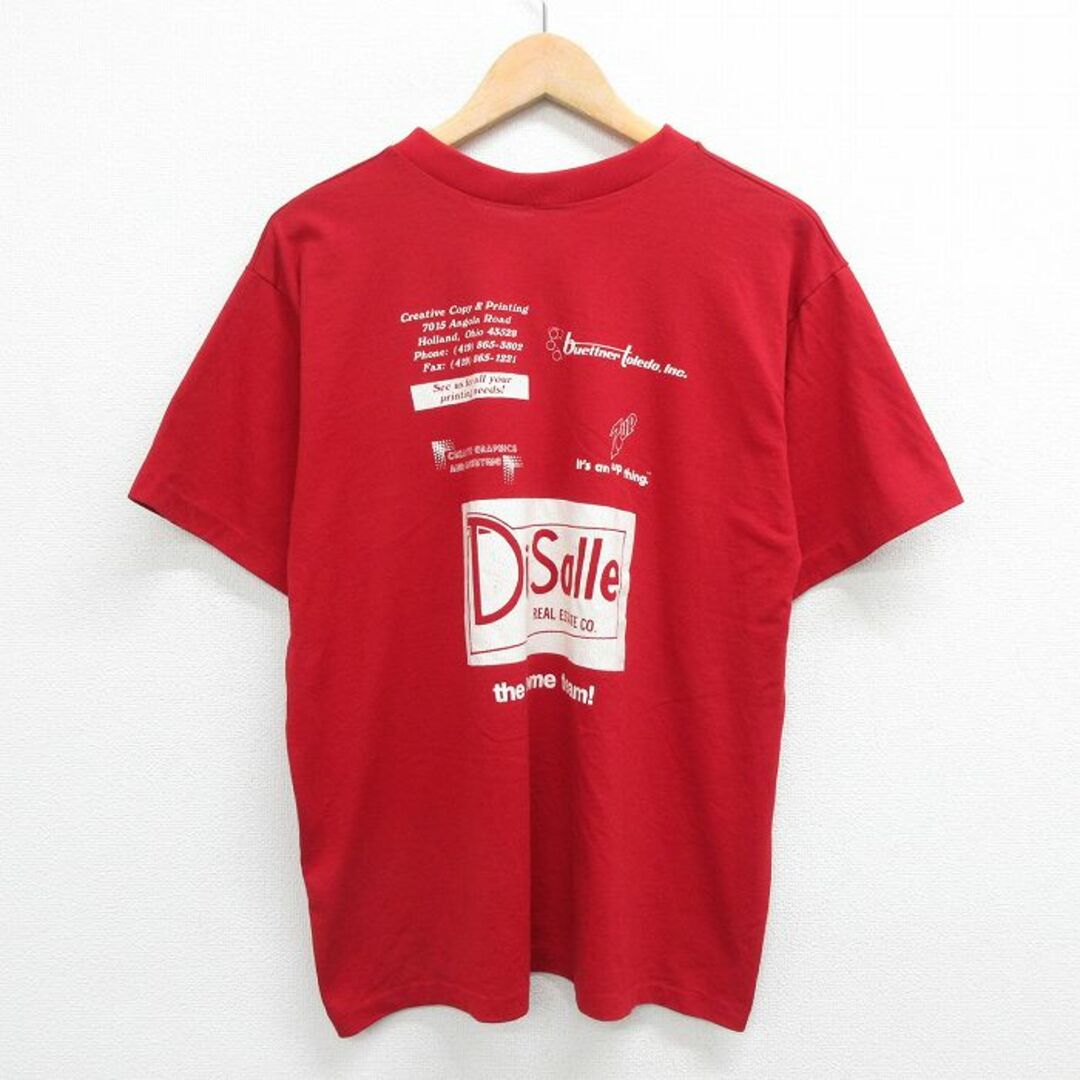 L★古着 半袖 ビンテージ Tシャツ メンズ 90年代 90s ピエロ 企業広告 Vネック USA製 赤 レッド 23jun19 中古 メンズのトップス(Tシャツ/カットソー(半袖/袖なし))の商品写真
