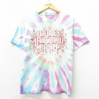 M★古着 半袖 ビンテージ ロック バンド Tシャツ メンズ 00年代 00s デイヴマシューズバンド コットン クルーネック 紫他 パープル タイダイ 23jun12 中古(Tシャツ/カットソー(半袖/袖なし))