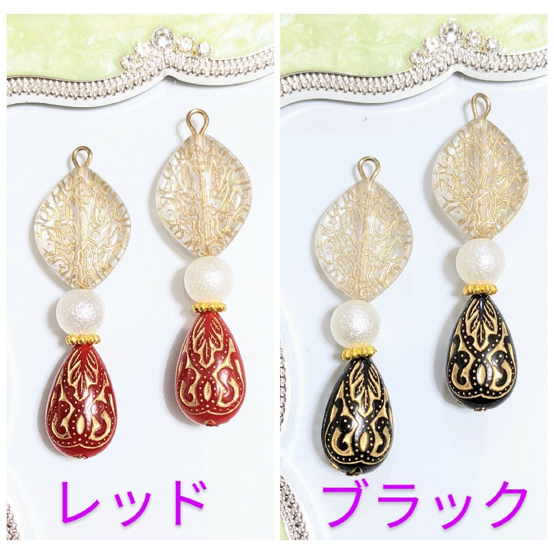 【15】ハンドメイド　ピアス　イヤリング　アンティーク　雫形　コットンパール風 ハンドメイドのアクセサリー(ピアス)の商品写真