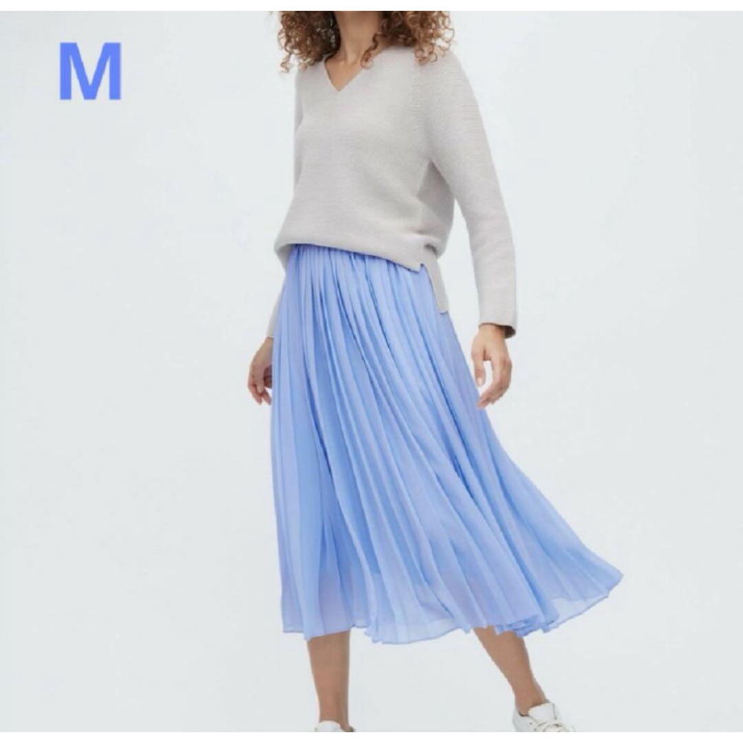 UNIQLO(ユニクロ)のユニクロ　シフォンプリーツスカート　ブルー　Mサイズ  レディースのスカート(ロングスカート)の商品写真