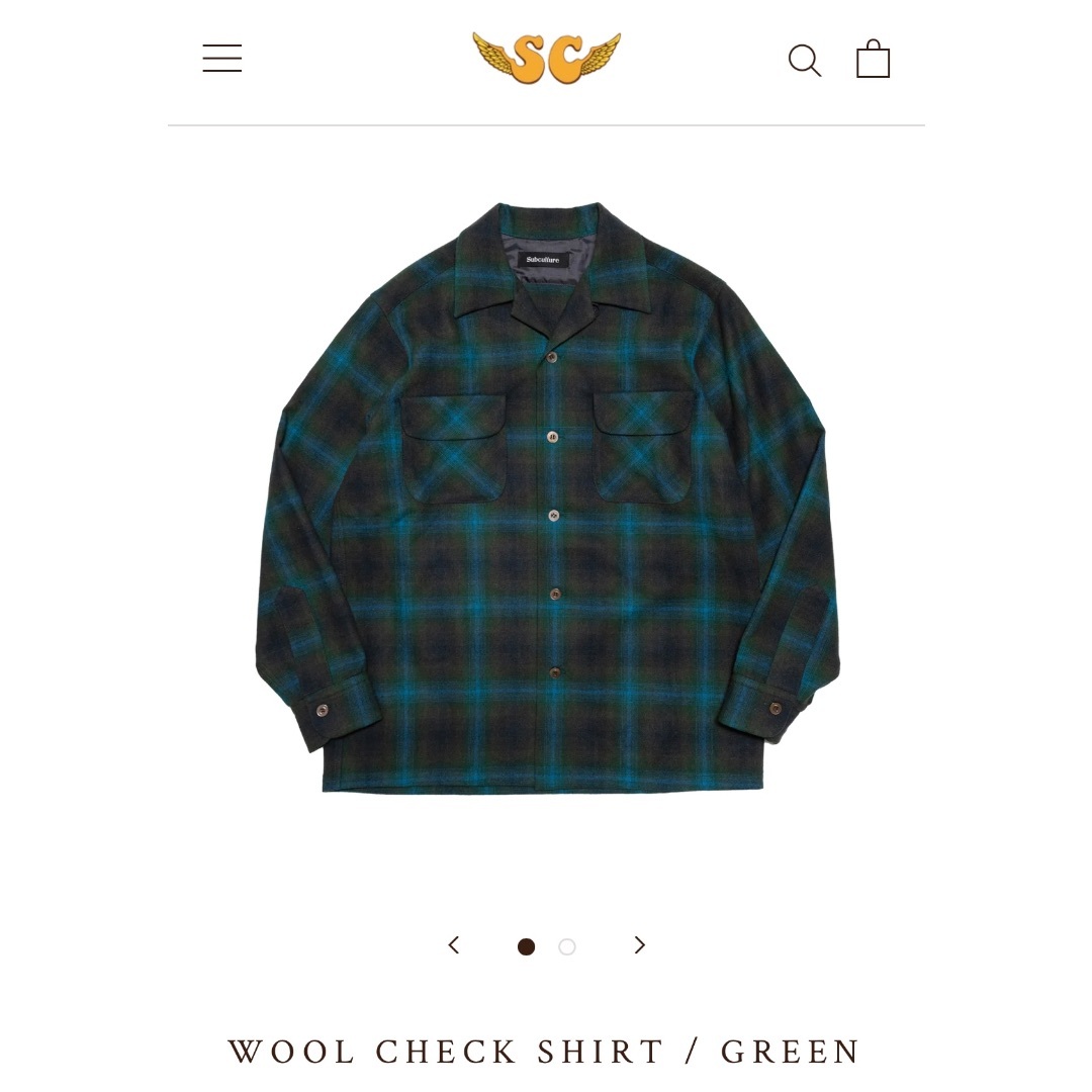 Subculture WOOL CHECK SHIRT GREEN 1 S サブ メンズのトップス(シャツ)の商品写真