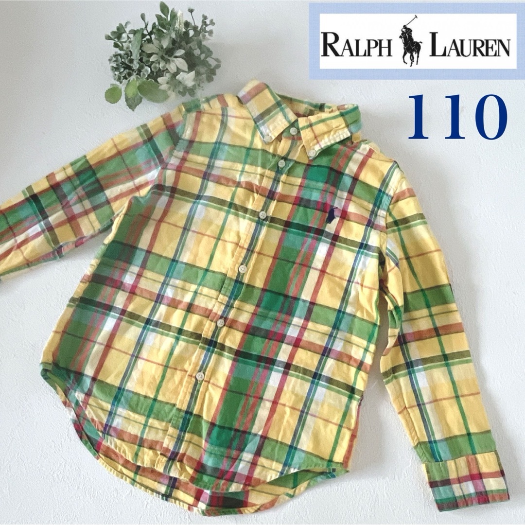 Ralph Lauren(ラルフローレン)のRALPH LAUREN キッズ 長袖 ネルシャツ チェック 4T イエロー キッズ/ベビー/マタニティのキッズ服男の子用(90cm~)(ブラウス)の商品写真