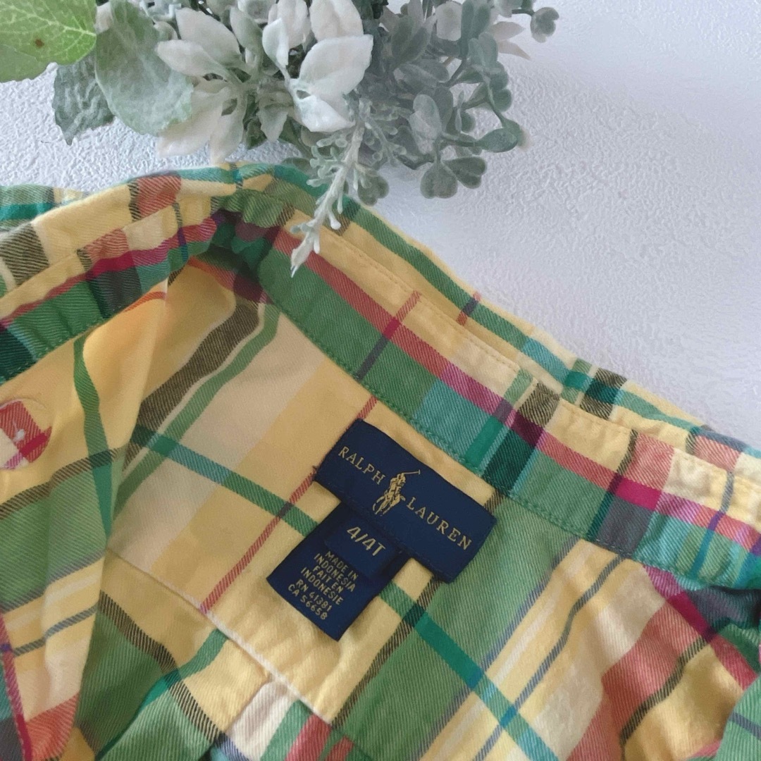 Ralph Lauren(ラルフローレン)のRALPH LAUREN キッズ 長袖 ネルシャツ チェック 4T イエロー キッズ/ベビー/マタニティのキッズ服男の子用(90cm~)(ブラウス)の商品写真