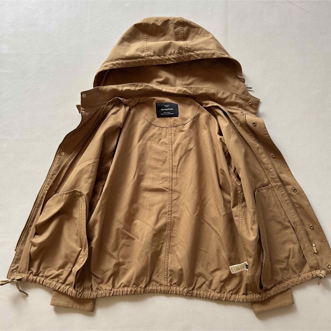 UNITED ARROWS green label relaxing(ユナイテッドアローズグリーンレーベルリラクシング)の072GLR手洗可フード取外可コットンマウンテンパーカー38Mベージュ レディースのジャケット/アウター(ブルゾン)の商品写真