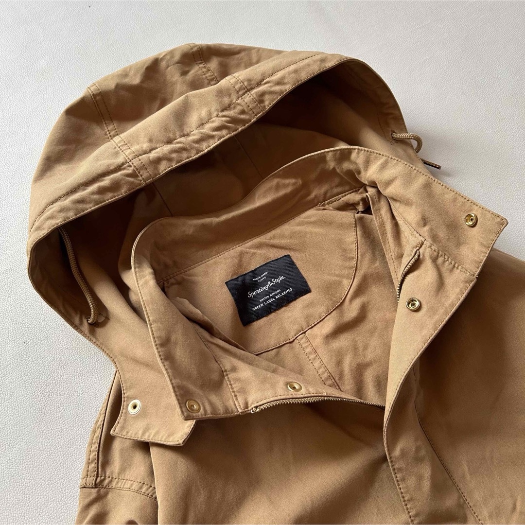 UNITED ARROWS green label relaxing(ユナイテッドアローズグリーンレーベルリラクシング)の072GLR手洗可フード取外可コットンマウンテンパーカー38Mベージュ レディースのジャケット/アウター(ブルゾン)の商品写真