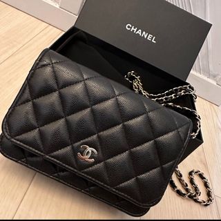 シャネル(CHANEL)のCHANEL 新品同　キャビアスキン　チェーンウォレット　黒(ショルダーバッグ)