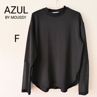 アズールバイマウジー(AZUL by moussy)の【MOUSSY】 シースルー スリーブ  トップス  ブラック  F(Tシャツ(長袖/七分))