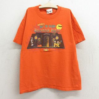 ディズニー(Disney)の古着 半袖 ビンテージ Tシャツ キッズ ボーイズ 子供服 00年代 00s ディズニー DISNEY ミッキー MICKEY MOUSE プルート ハロウィン コットン クルーネック USA製 オレンジ 23jun21(シャツ/カットソー)