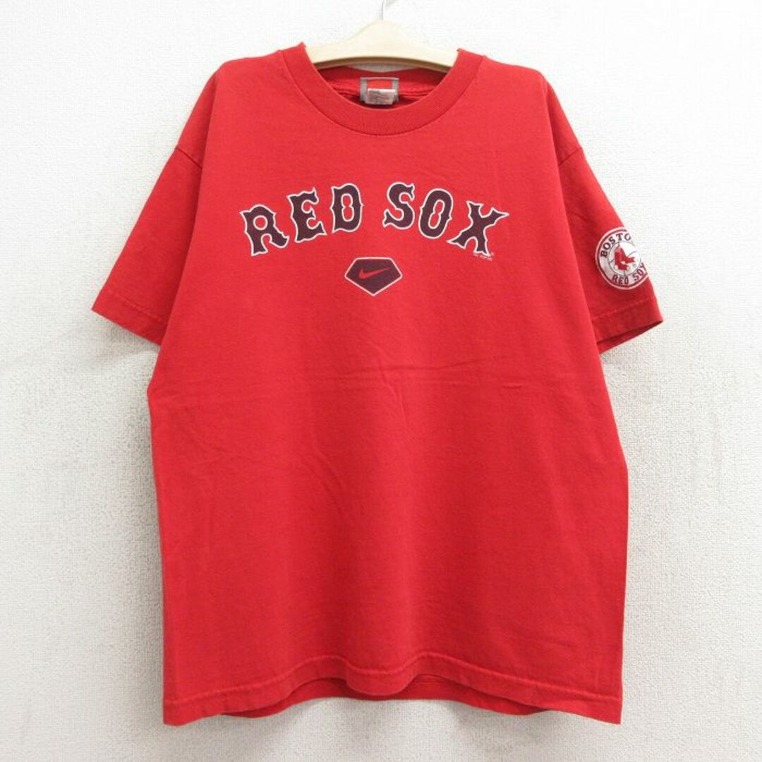 NIKE(ナイキ)の古着 ナイキ NIKE 半袖 ビンテージ Tシャツ キッズ ボーイズ 子供服 00年代 00s MLB ボストンレッドソックス コットン クルーネック 赤 レッド メジャーリーグ ベースボール 野球 23jun21 キッズ/ベビー/マタニティのベビー服(~85cm)(シャツ/カットソー)の商品写真