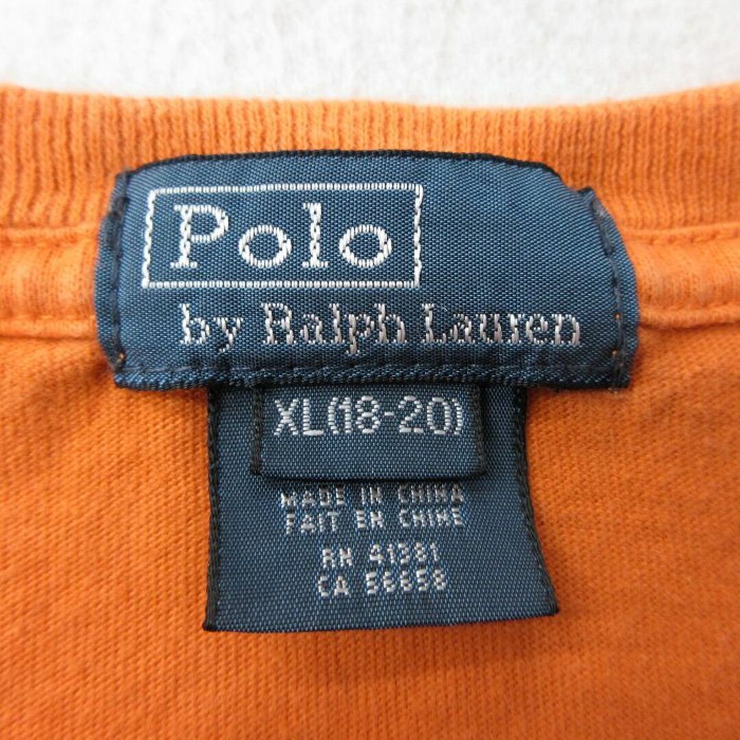 Ralph Lauren(ラルフローレン)の古着 ラルフローレン Ralph Lauren 半袖 ブランド Tシャツ キッズ ボーイズ 子供服 90年代 90s ワンポイントロゴ コットン クルーネック オレンジ 23jun21 キッズ/ベビー/マタニティのベビー服(~85cm)(シャツ/カットソー)の商品写真