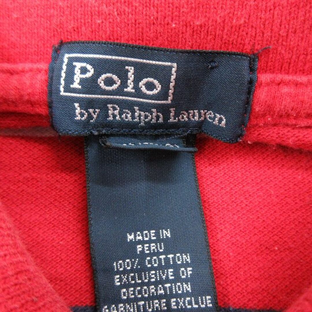 Ralph Lauren(ラルフローレン)の古着 ラルフローレン Ralph Lauren 半袖 ブランド ポロ シャツ キッズ ボーイズ 子供服 90年代 90s ワンポイントロゴ 鹿の子 コットン 赤他 レッド ボーダー 23jun22 キッズ/ベビー/マタニティのベビー服(~85cm)(その他)の商品写真