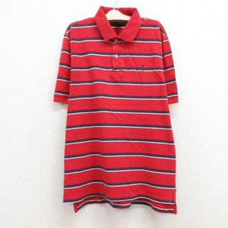 ラルフローレン(Ralph Lauren)の古着 ラルフローレン Ralph Lauren 半袖 ブランド ポロ シャツ キッズ ボーイズ 子供服 90年代 90s ワンポイントロゴ 鹿の子 コットン 赤他 レッド ボーダー 23jun22(その他)