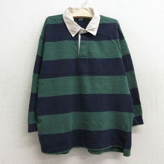 ギャップ(GAP)の古着 ギャップ GAP 長袖 ラガー シャツ キッズ ボーイズ 子供服 90年代 90s ツートンカラー 緑他 グリーン ボーダー 【spe】 23jun22(シャツ/カットソー)