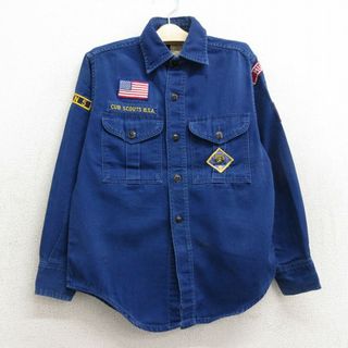 古着 長袖 ボーイスカウト シャツ キッズ ボーイズ 子供服 70年代 70s ワッペン 紺 ネイビー 【spe】 23jun22(シャツ/カットソー)