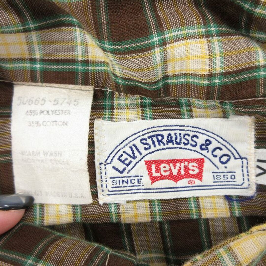 Levi's(リーバイス)のXL★古着 リーバイス Levis 長袖 ブランド シャツ メンズ 80年代 80s 大きいサイズ USA製 茶他 ブラウン チェック 23jun21 中古 トップス メンズのトップス(シャツ)の商品写真