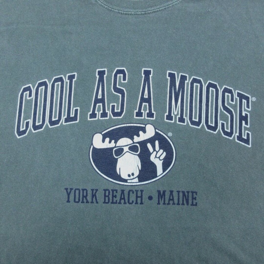 L★古着 半袖 Tシャツ メンズ COOL AS A MOOSE コットン クルーネック 緑 グリーン 23jun22 中古 メンズのトップス(Tシャツ/カットソー(半袖/袖なし))の商品写真