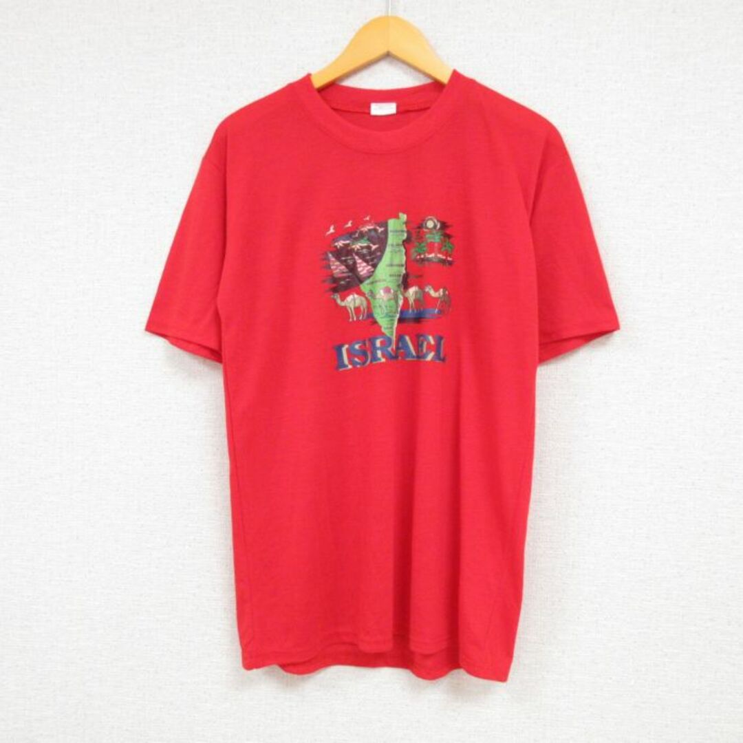 M★古着 半袖 Tシャツ メンズ イスラエル ラクダ クルーネック 赤 レッド 23jun23 中古 メンズのトップス(Tシャツ/カットソー(半袖/袖なし))の商品写真