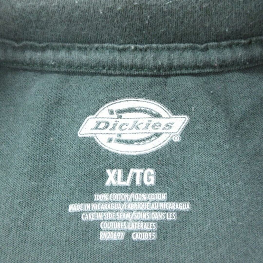 Dickies(ディッキーズ)のXL★古着 ディッキーズ Dickies 半袖 ブランド Tシャツ メンズ 胸ポケット付き 大きいサイズ コットン クルーネック 緑 グリーン 23jun21 中古 メンズのトップス(Tシャツ/カットソー(半袖/袖なし))の商品写真