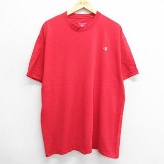 チャンピオン(Champion)のXL★古着 チャンピオン champion 半袖 ブランド Tシャツ メンズ ワンポイントロゴ 大きいサイズ コットン クルーネック 赤 レッド 23jun21 中古(Tシャツ/カットソー(半袖/袖なし))