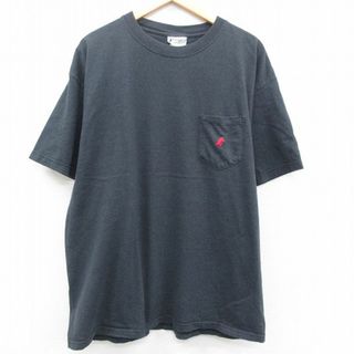 ディズニー(Disney)のXL★古着 半袖 ビンテージ Tシャツ メンズ 90年代 90s ディズニー DISNEY ミッキー MICKEY MOUSE 胸ポケット付き 大きいサイズ クルーネック USA製 黒 ブラック 霜降り 【spe】 23jun21 中古(Tシャツ/カットソー(半袖/袖なし))