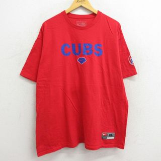 ナイキ(NIKE)のXL★古着 ナイキ NIKE 半袖 ビンテージ Tシャツ メンズ 00年代 00s MLB シカゴカブス 大きいサイズ コットン クルーネック 赤 レッド メジャーリーグ ベースボール 野球 23jun22 中古(Tシャツ/カットソー(半袖/袖なし))