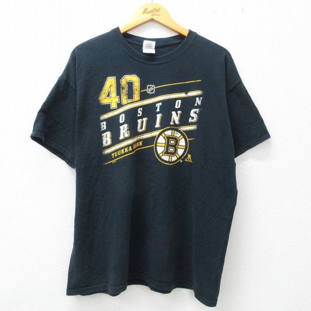 XL★古着 半袖 ビンテージ Tシャツ メンズ 00年代 00s NHL ボストンブルーインズ コットン クルーネック 黒 ブラック 23jun23 中古 メンズのトップス(Tシャツ/カットソー(半袖/袖なし))の商品写真