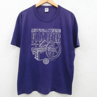 XL★古着 ラッセル 半袖 ビンテージ Tシャツ メンズ 90年代 90s FOOS FEVER クルーネック USA製 紫 パープル 23jun24 中古(Tシャツ/カットソー(半袖/袖なし))