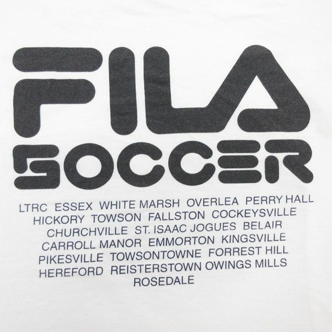 FILA(フィラ)のXL★古着 フィラ FILA 半袖 ビンテージ Tシャツ メンズ 90年代 90s サッカー コットン クルーネック USA製 白 ホワイト 【spe】 23jun24 中古 メンズのトップス(Tシャツ/カットソー(半袖/袖なし))の商品写真