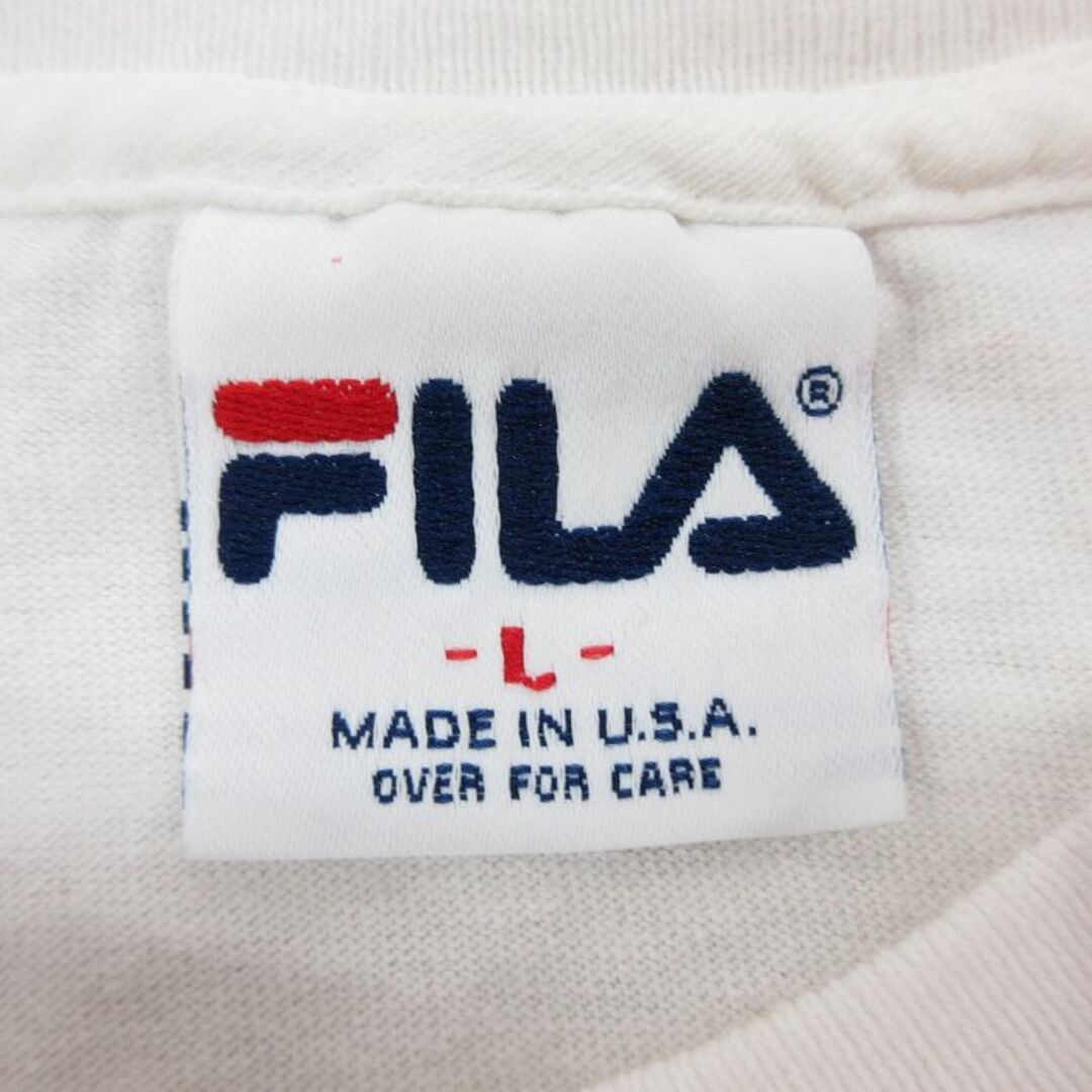 FILA(フィラ)のXL★古着 フィラ FILA 半袖 ビンテージ Tシャツ メンズ 90年代 90s サッカー コットン クルーネック USA製 白 ホワイト 【spe】 23jun24 中古 メンズのトップス(Tシャツ/カットソー(半袖/袖なし))の商品写真