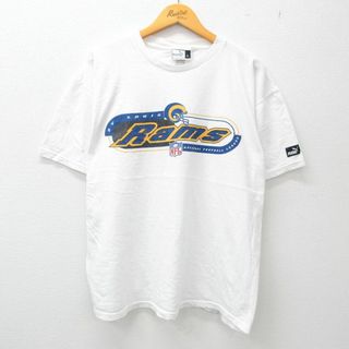 プーマ(PUMA)のXL★古着 プーマ 半袖 ブランド Tシャツ メンズ 00年代 00s NFL セントルイスラムズ 大きいサイズ コットン クルーネック 白 ホワイト アメフト スーパーボウル 23jun24 中古(Tシャツ/カットソー(半袖/袖なし))