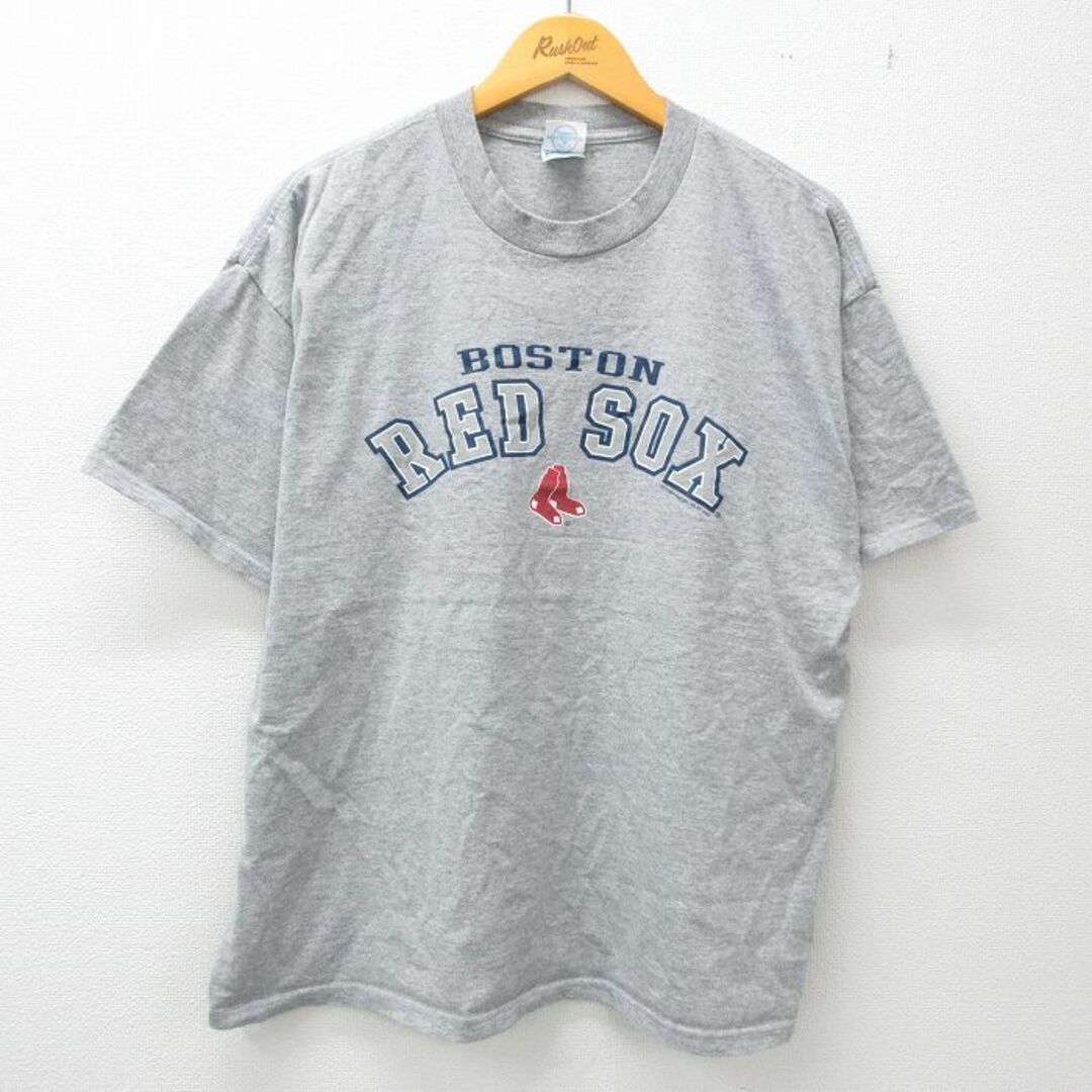 XL★古着 半袖 ブランド Tシャツ メンズ 00年代 00s MLB ボストンレッドソックス 大きいサイズ クルーネック グレー 霜降り メジャーリーグ ベースボール 野球 23jun24 中古 メンズのトップス(Tシャツ/カットソー(半袖/袖なし))の商品写真