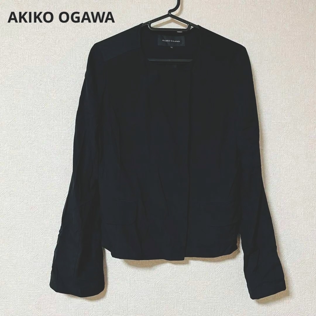AKIKO OGAWAアキコオガワ薄手シルク混ジャケットブラウスサイズ36の 