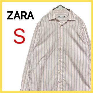 ザラ(ZARA)のZARA RELAXED FIT ストライプ コットンシャツ ビジネス Sサイズ(シャツ)