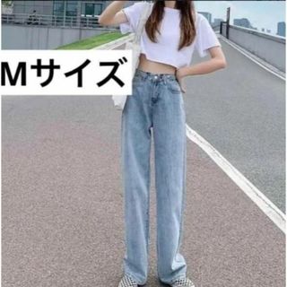 デニム　ハイウエスト　デニムパンツ　ワイドパンツ　ダメージ加工　骨格ウェーブ(デニム/ジーンズ)