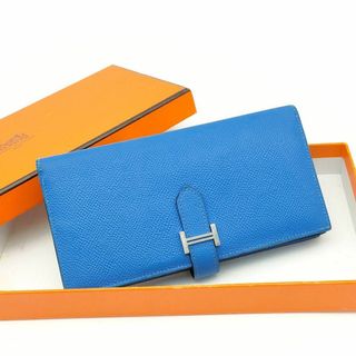 エルメス(Hermes)のエルメス✨ベアン✨スフレ✨ブルー✨二つ折り財布(財布)