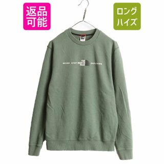 ザノースフェイス(THE NORTH FACE)のノースフェイス プリント スウェット メンズ L The North Face 裏起毛 トレーナー アウトドア クルーネック ロゴ グリーン ヘビーウェイト(スウェット)