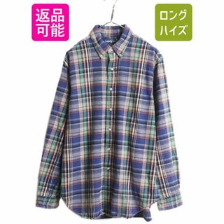 ラルフローレン(Ralph Lauren)の90s ラルフローレン チェック ボタンダウン ヘビー フランネル シャツ メンズ XL 90年代 オールド ネルシャツ ポロ マルチカラー ネル 厚手(シャツ)