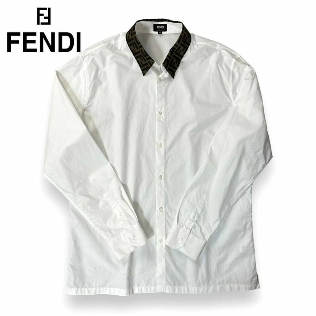 FENDI(フェンディ)の【美品】FENDI ドレスシャツ 襟 ズッカ柄 44 115500円 イタリア製 メンズのトップス(シャツ)の商品写真