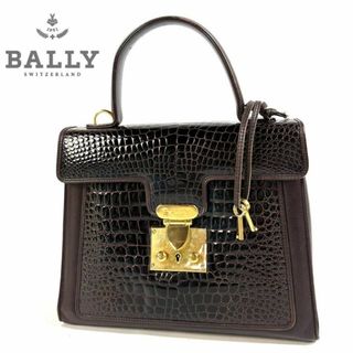 バリー(Bally)の【希少品】バリー クロコ型押し ハンドバッグ 手提げカデナ付き イタリア製 美品(ハンドバッグ)