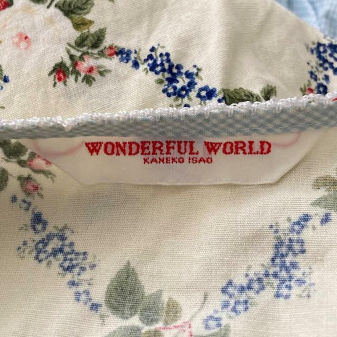 WONDERFUL WORLD(ワンダフルワールド) ワンピース レディース - アイボリー×ライトブルー×マルチ クルーネック/半袖/ロング/花柄/リボン/フリル/肩パッド レディースのワンピース(その他)の商品写真