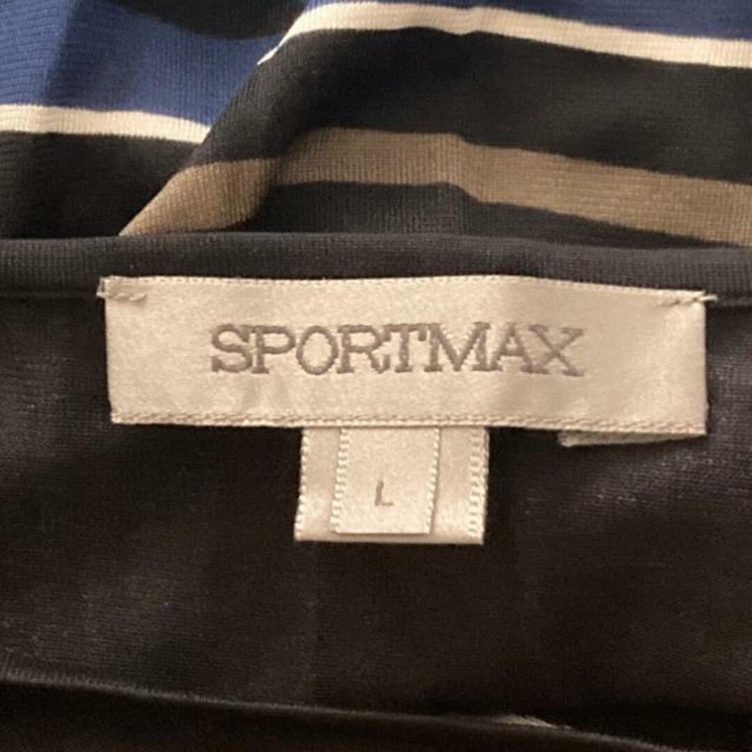 SPORTMAX(スポーツマックス) ワンピース サイズL レディース - 黒×ネイビー×マルチ クルーネック/長袖/ロング/シルク/花柄/ボーダー/ビーズ レディースのワンピース(その他)の商品写真