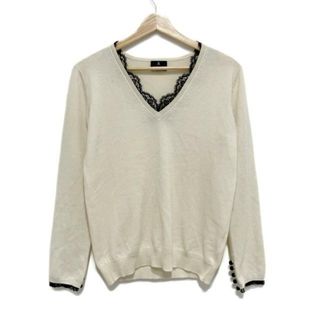 ランバンコレクション(LANVIN COLLECTION)のLANVIN COLLECTION(ランバンコレクション) 長袖セーター サイズ40 M レディース - アイボリー×黒 Vネック/レース(ニット/セーター)