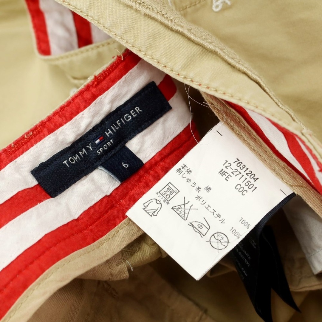 TOMMY HILFIGER(トミーヒルフィガー)の【中古】トミーヒルフィガー TOMMY HILFIGER コットン サイドライン チノパンツ ベージュxホワイト【サイズ6】【レディース】 レディースのパンツ(チノパン)の商品写真