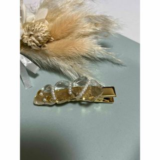 ハンドメイドNo.10 シーグラス　ヘアクリップ　卒業式　入学式(バレッタ/ヘアクリップ)