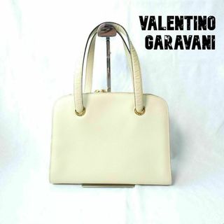 ヴァレンティノガラヴァーニ(valentino garavani)の良品 綺麗 ヴァレンティノガラヴァーニ レザー 持ち手ロゴ ハンドバッグ(ハンドバッグ)