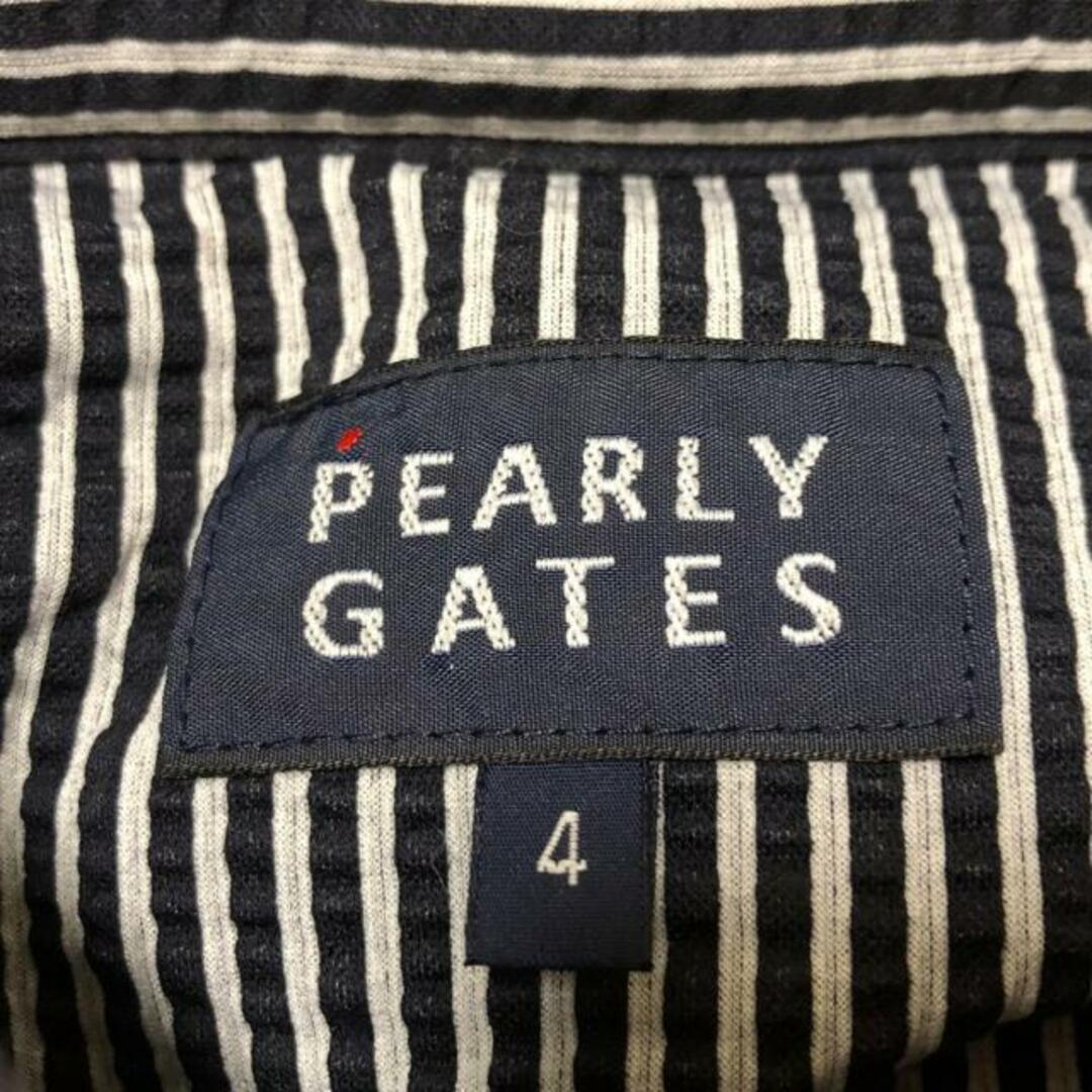 PEARLY GATES(パーリーゲイツ)のPEARLY GATES(パーリーゲイツ) 半袖シャツ サイズ4 XL メンズ - 黒×ライトグレー ストライプ/プルオーバー メンズのトップス(シャツ)の商品写真