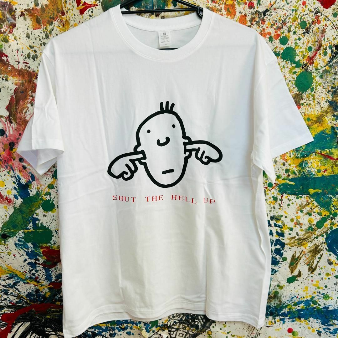 SHUT THE HELL UP Tシャツ 半袖 メンズ 新品 個性的 白 レディースのトップス(Tシャツ(半袖/袖なし))の商品写真