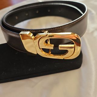 グッチ(Gucci)のGUCCI インターロッキングGucciベルト バイカラー レザー ブラック×ブ(ベルト)