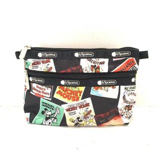 レスポートサック(LeSportsac)のLESPORTSAC(レスポートサック) ポーチ美品  - 黒×白×マルチ Disney レスポナイロン(ポーチ)